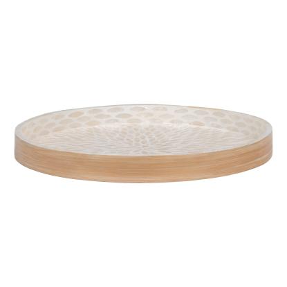 Bakke, bambus/capiz, beige, 40x40x3,5 cm