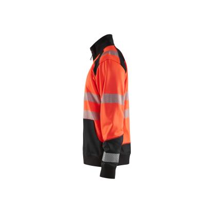 Blåkläder 3558 high vis sweatshirt full zip, hi-vis rød/sort
