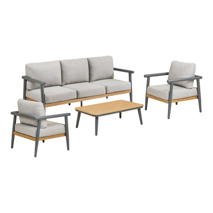 Comillas loungesæt med hynder, aluminium/nonwood, gråbeige