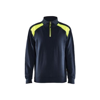 Blåkläder 3353 sweatshirt half zip, mørk marineblå/hi-vis gul