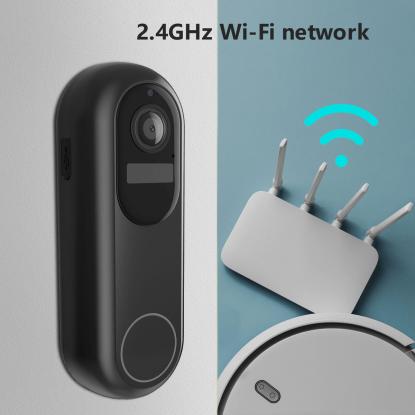 E-Line videodørklokkesæt med WiFi, Tuya, sort
