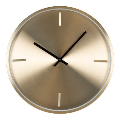 Vægur, aluminum, guld, lydløs, rundt, ø30 cm