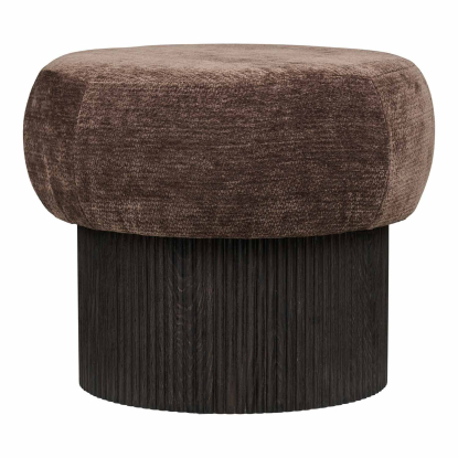 Christchurch puf med låg, chenille, mørkebrun, Ø52 cm