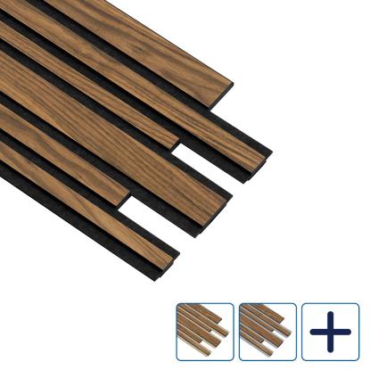 I-Wood Pro+ I-Lock Mixed akustikpanel, klar olieret, sort kerne, valnøddefiner, 17 x 300 x 2400 mm
