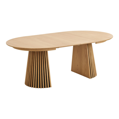 Osaka og Artenara spisebordssæt med 6 stole, egefiner, sort, Ø120 x 120-200 cm
