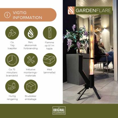 Gardenflare Klassisk ildrør, sort, H130,6 cm