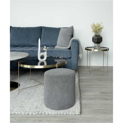 Hjørnebord i messing farvet stål med glas ø48xh48cm