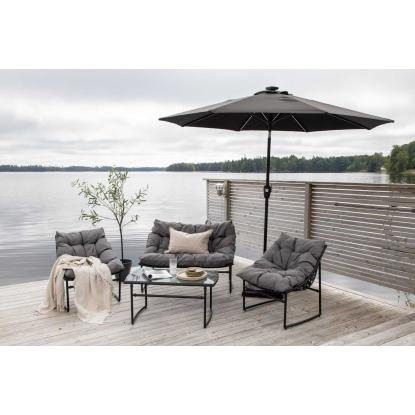 Venture Design Sabal parasol med LED, sort, Ø270 cm