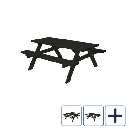 PLUS bord/bænkesæt, sort/nåletræ