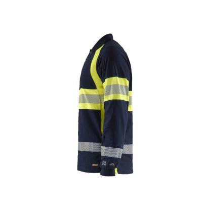 Blåkläder 3438 multinorm polo lang ærme inherent, marineblå/hi-vis gul
