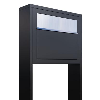 Bravios Elegance postkasse med stander, rustfrit indkast, sort