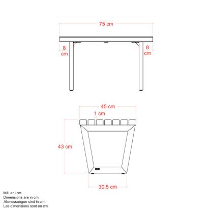 PLUS Siesta Living skammel/bord, gyldenbrun/fyr, 75 cm