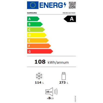 Samsung RB38C607AS9/EF fritstående kølefryseskab, 273 + 114 liter