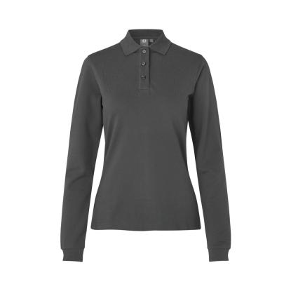 ID 0545 poloshirt med stretch, langærmet, dame, koks grå