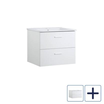 Nortiq Bergamo One-Box sæt, vaskeskab med vask og greb, mat hvid