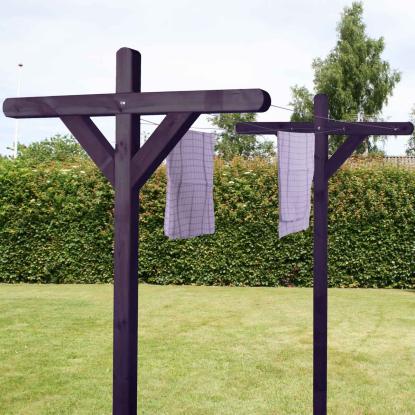 HORTUS tørrestativ med 20 meter wire, trykimprægneret træ, 270 cm, sort