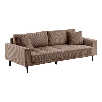 Lido 3 personers sofa med to puder, fløjl, brun