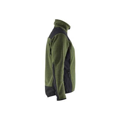 Blåkläder 5943 dame strikket jakke med softshell, efterårsgrøn/sort