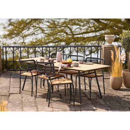 Nashville havestol, teak/polyrattan, sort
