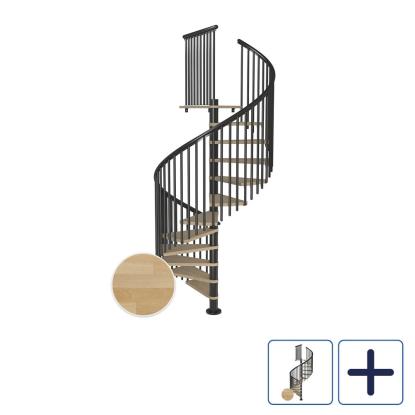 DOLLE Montreal CLASSIC 5 spindeltrappe, Ø160 cm, antracit/olieret bøg