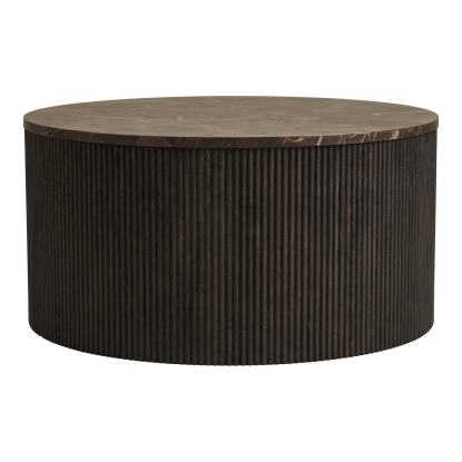 Rota sofabord i marmor look, mørkebrun, Ø80 cm