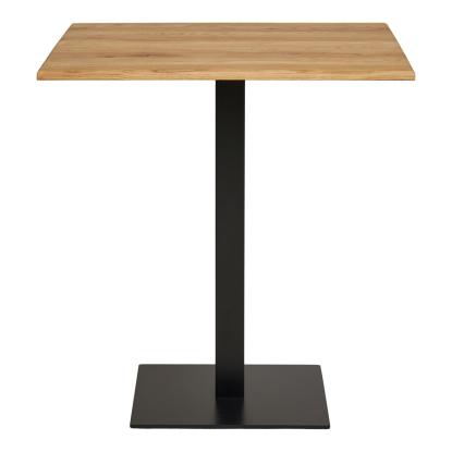 Lignano cafebord, eg, sort metal base, 70 x 70 x 75 cm, natur eg