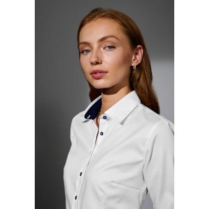 Seven Seas S372 Fine Twill Contrast skjorte, modern, dame, hvid