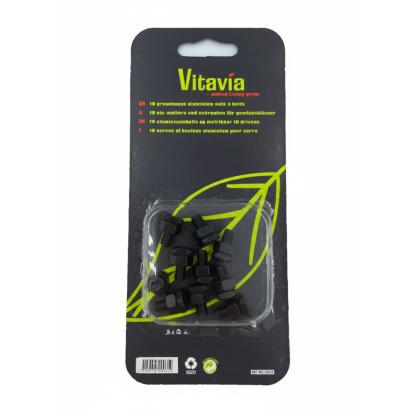 Vitavia bolte og møtrikker, sort/aluminium  - 10 stk.
