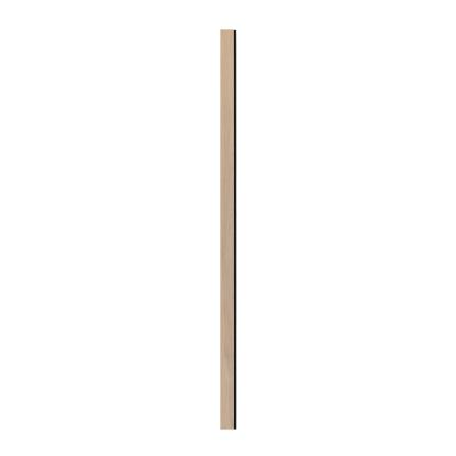 I-Wood afslutningsliste til 3-lamel akustikpanel, ubehandlet natur, sort filt og lys kerne, egefiner, 16 x 92 mm