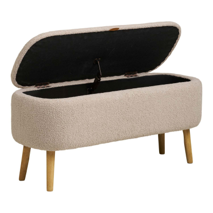 Harlow bænk med opbevaring, bouclé, beige, 95 cm