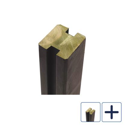 PLUS omlimet profilstolpe med 2 spor, sort/fyr - 9 x 9 cm