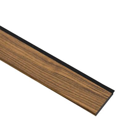 I-Wood afslutningsliste til 3-lamel akustikpanel, klar olieret, sort filt og sort kerne, valnøddefiner, 17 x 92 mm