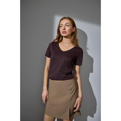 ID 0506 Interlock T-shirt med v-hals, dame, mørk bordeaux