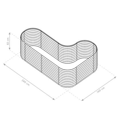 Westmann Grow Faster L højbed, L-form, stål,antracitgrå, 82 x 160 x 240 cm