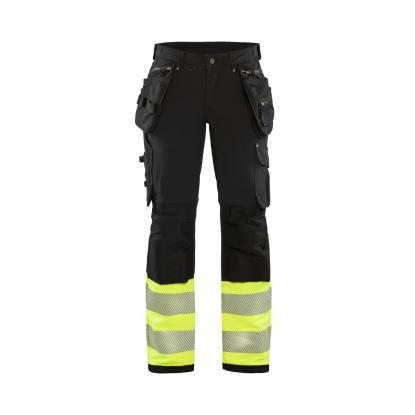 Blåkläder 7193 dame high vis buks 4-vejs stretch, sort/hi-vis gul