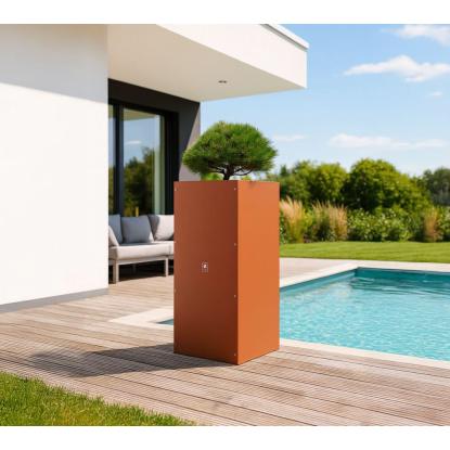 Herstera Cube High plantekasse, pulverlakeret stål, rust, 100 x 50 x 50 cm