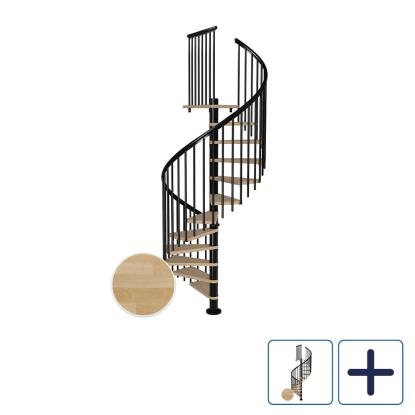 DOLLE Montreal CLASSIC 4 spindeltrappe, Ø140 cm, sort/olieret bøg