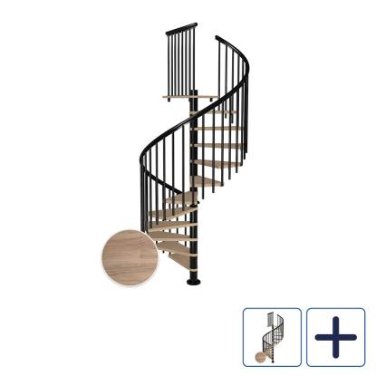 DOLLE Montreal CLASSIC 4 spindeltrappe, Ø160 cm, sort/hvidolieret eg