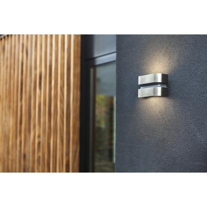 LUTEC MAYA udendørs LED væglampe, H18 cm, IP44, rustfrit stål