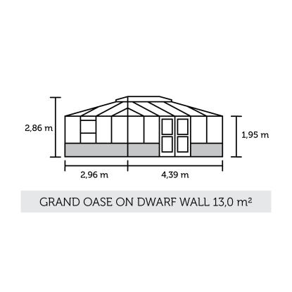 Juliana Grand Oase orangeri 13 m², murmodel, antracit, 3 mm hærdet glas
