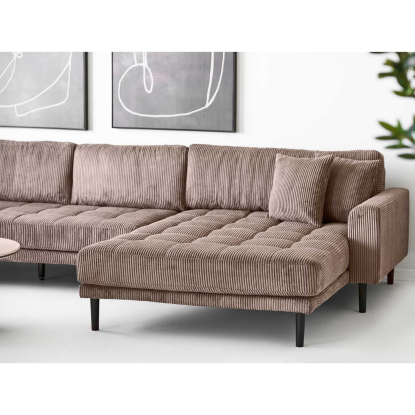 Lido højrevendt U-sofa med åben ende, brun