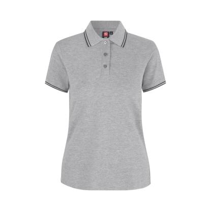 ID 0523 Kontrast poloshirt med stretch, dame, grå melange