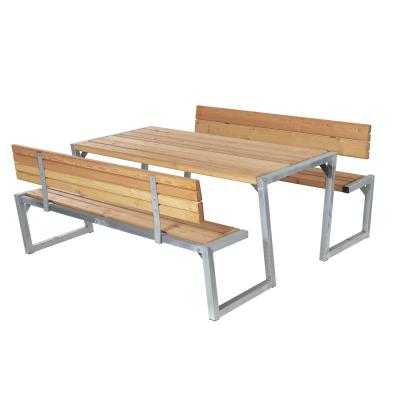 PLUS Zigma bord/bænkesæt med 2 ryglæn, ThermoWood®, gyldenbrun/fyr - 176 cm