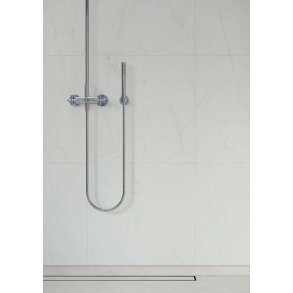 Fibo Stone vådrumspanel med 60 x 60 cm fliselook, 10 x 600 x 2400 mm, bianco marble silk