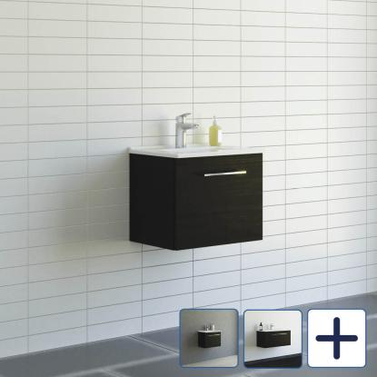 Scanbad Multo vaskeskab med Amber Mini vask, 1 skuffe, sort struktur