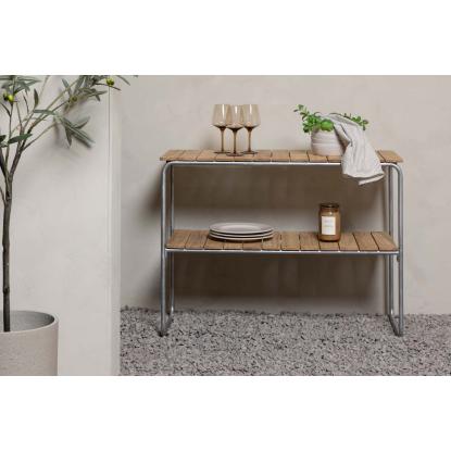Venture Design Holmsund sidebord, teaktræ, natur/sølv, 100 x 40 cm