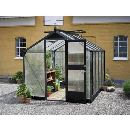 Juliana Compact drivhus 6,6 m², antracit/sort, 10 mm poly