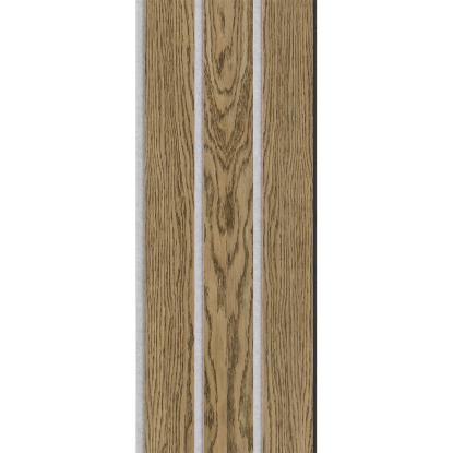 I-Wood Medio+ 3-lamel akustikpanel, mørkebrun olieret, grå filt og sort kerne, egefiner, 17 x 300 mm