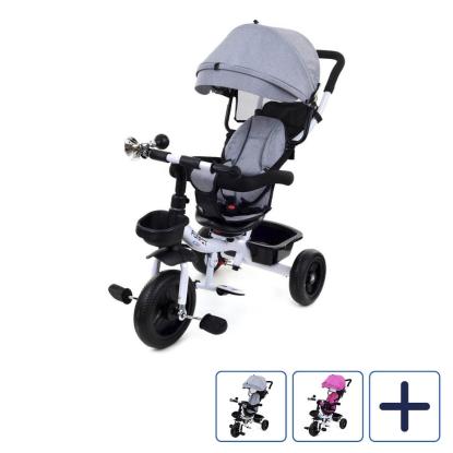 Trehjulet cykel til børn med skubbehåndtag og solskærm