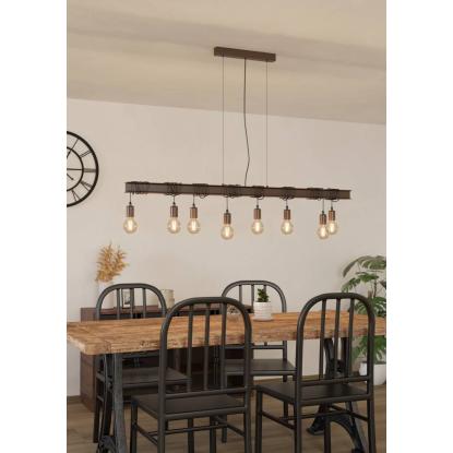 EGLO TOWNSHEND 4 langbordspendel, L150 cm, 8 x E27, rust